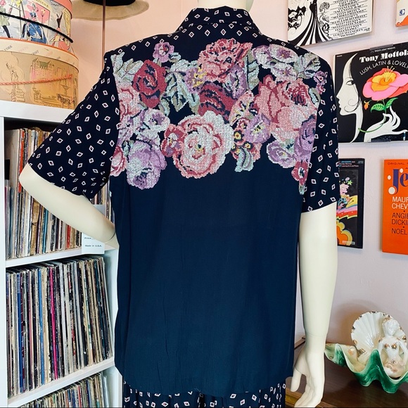 Vintage 80’s Floral Abstract Print Shorts Set - Picture 12 of 14